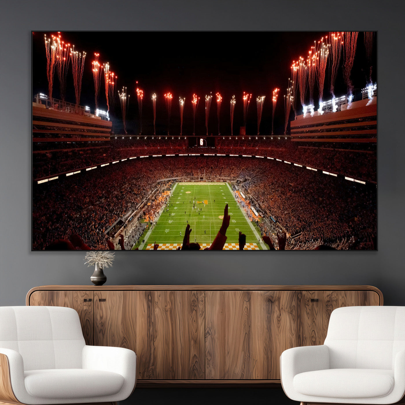 73358115-SEG-FC-51X34_Oversize_Oversize-Neyland Stadium Wall Art – Panoramic Tennessee Volunteers Night Game Canvas Print, Fireworks Football Celebration Sports Decor for