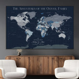 76726424-SEG-FC-51X34_Oversize_Oversize-Personalized World Map Wall Art – Navy Blue & Grey Adventure Travel Map with Custom Family or Couple Names, Modern Wall Decor for