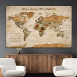 75179116-MGV-CV-36X24-Personalized World Map Wall Art – Rustic Vintage Travel Map with Custom Names, Inspirational Adventure Décor for Couples, Families