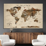 48225643-MGV-CV-36X24-Personalized World Map Wall Art – Rustic Vintage Adventure Travel Map with Custom Couple Names, Romantic Wall Decor for Home or