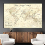 57950315-MGV-CV-36X24-Personalized World Map Wall Art – Vintage Beige Travel Map with Custom Names, Romantic Anniversary Gift for Couples, Adventure
