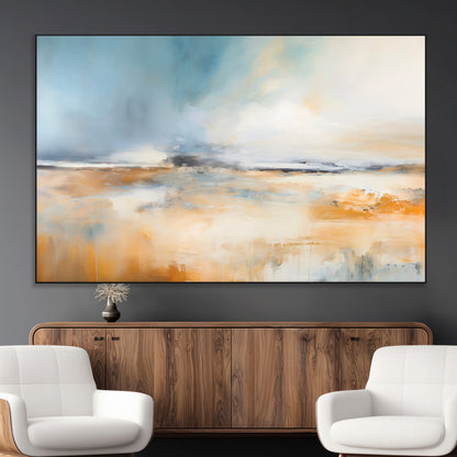 12135-MGV-CV-36X24-Soft Horizon Wall Art Canvas Print, Framed Golden Field Art Picture Print, Dreamy Horizon Perfect Minimalist Earthy Decor Artwork