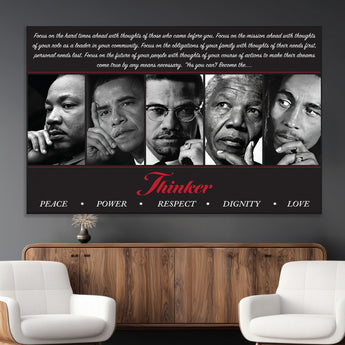 45112-MGV-CV-36X24-Black Icons Wall Art Canvas Print, Framed Thinker Art Picture Print, Motivational Quote Perfect Cultural Modern Decor Artwork