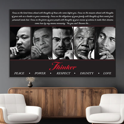 45112-MGV-CV-36X24-Black Icons Wall Art Canvas Print, Framed Thinker Art Picture Print, Motivational Quote Perfect Cultural Modern Decor Artwork