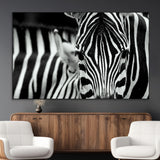 43631-MGV-CV-36X24-Zebra Wall Art – Black & White Safari Wildlife Canvas Print, Modern Animal Photography Decor for Living Room, Office, or Bedroom