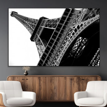89033-MGV-CV-36X24-Eiffel Tower Wall Art – Dramatic Black and White Architectural Canvas Print, Modern Paris Decor for Office, Living Room or