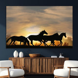 16620-SEG-FC-51X34_Oversize_Oversize-Sunset Stallions Wall Art – Silhouetted Horses Running Canvas Print, Nature’s Rhythm, Perfect for Living Room, Office, or Man Cave