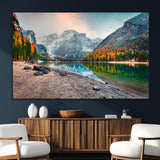 25982-SEG-FC-51X34_Oversize_Oversize-Autumn Mountain Lake Wall Art – Panoramic Fall Foliage and Snowy Peaks Canvas Print, Scenic Nature Decor for Living Room or Office