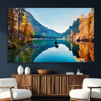 32962-SEG-FC-51X34_Oversize_Oversize-Mountain Lake Wall Art – Tranquil Autumn Landscape Canvas Print, Nature Reflection Decor for Living Room, Bedroom, Office or Cabin