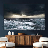 42607-SEG-FC-51X34_Oversize_Oversize-Stormy Ocean Wall Art – Dramatic Sea and Sky Canvas Print with Sun Rays, Moody Nature Decor for Living Room, Office, Bedroom or