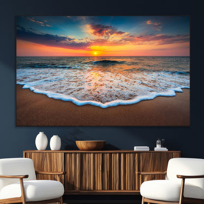 87032-SEG-FC-51X34_Oversize_Oversize-Ocean Sunset Wall Art – Stunning Beach Canvas Print with Vibrant Sky, Calm Waves, and Golden Horizon, Perfect Coastal Decor for