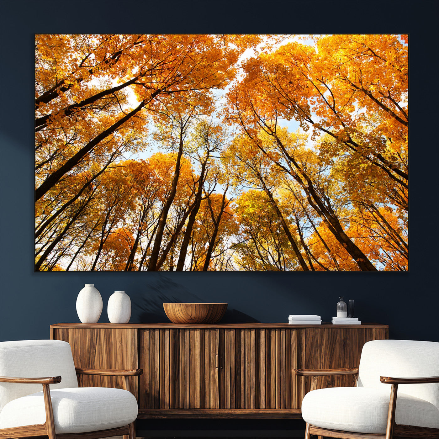 11823-MGV-CV-36X24-Golden Autumn Tree Canopy Wall Art – Stunning Fall Forest Leaves Print, Warm Seasonal Nature Decor for Home, Office or Cabin