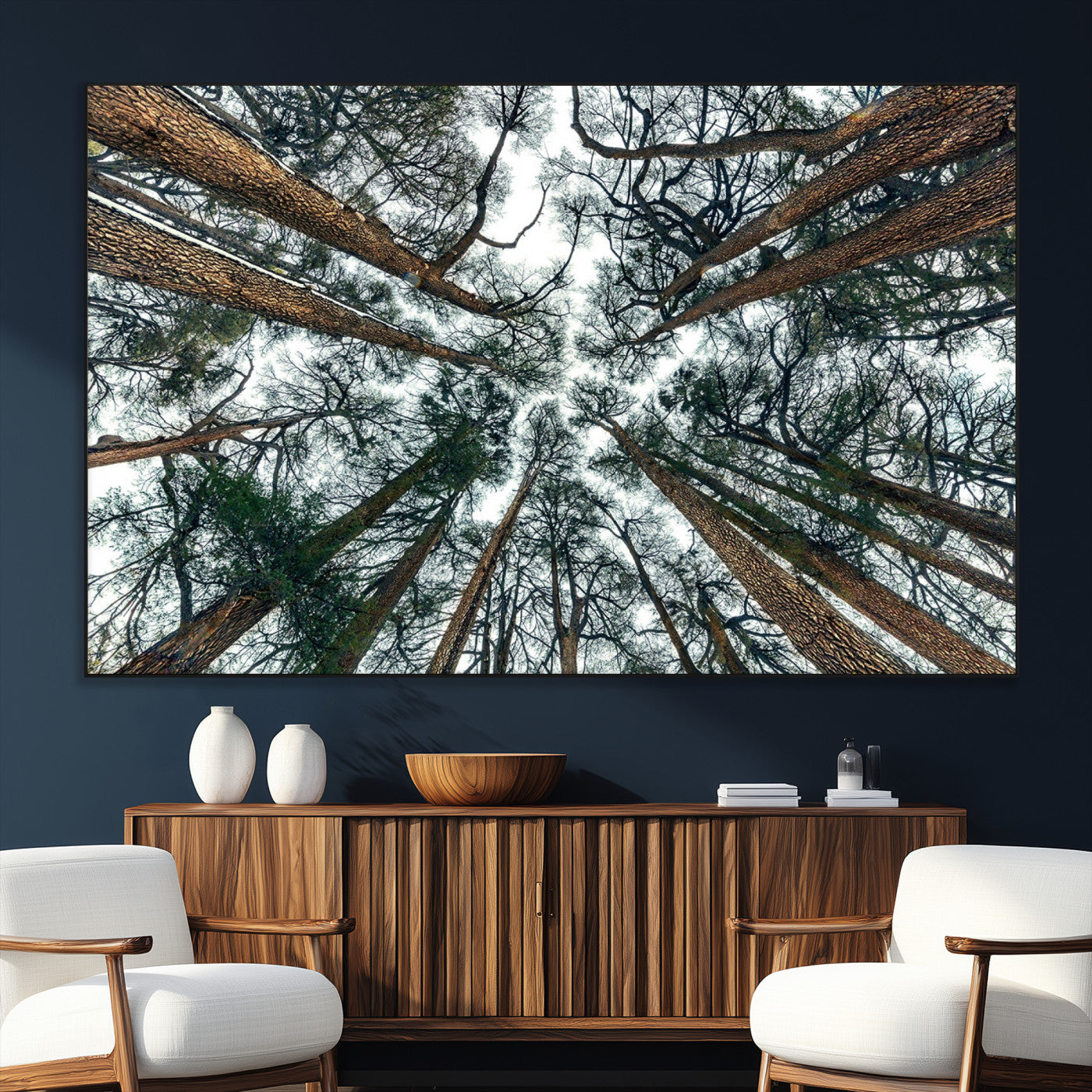 18790-MGV-CV-36X24-Pine Canopy Wall Art – Panoramic View of Towering Pines Canvas Print, Nature-Inspired Decor for Office, Cabin or Living Room