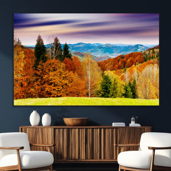 58007-SEG-FC-51X34_Oversize_Oversize-Autumn Mountain Landscape Wall Art – Stunning Fall Forest Canvas Print, Cozy Nature Decor for Home or Office