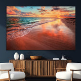 77723-SEG-FC-51X34_Oversize_Oversize-Sunset Beach Wall Art – Vibrant Ocean Canvas Print, Coastal Landscape Decor for Living Room, Bedroom or Office, Relaxing Tropical