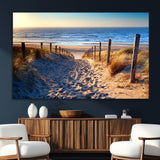 31889-MGV-CV-36X24-Sandy Beach Pathway Wall Art – Coastal Dune Fence and Ocean View Canvas Print, Relaxing Seaside Landscape Decor for Living Room or