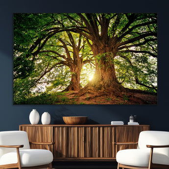 52150-SEG-FC-51X34_Oversize_Oversize-Majestic Tree Wall Art – Large Nature Canvas Print with Sunlight Through Branches, Rustic Forest Decor for Living Room, Bedroom or