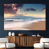 42253-MGV-CV-36X24-Serene Beach Waves Wall Art – Tranquil Ocean Horizon Canvas Print, Coastal Seascape Decor for Living Room or Office Wall