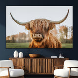 64824-MGV-CV-36X24-Highland Cow Wall Art – Rustic Scottish Bull Canvas Print, Farmhouse Animal Decor for Living Room, Bedroom, Office or Cabin