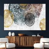 70653-SEG-FC-51X34_Oversize_Oversize-Abstract Tree Ring Wall Art – Modern Rustic Wood Slice Canvas Print with Gold Accents, Contemporary Nature Decor for Living Room,