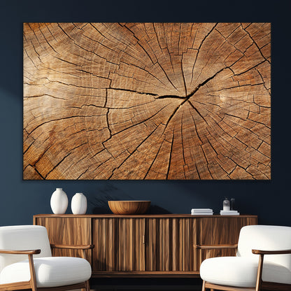61710-MGV-CV-36X24-Tree Rings Wall Art – Rustic Wood Grain Canvas Print of Tree Trunk Cross Section, Nature Inspired Decor for Cabin, Office, Living