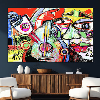 37796-MGV-CV-36X24-Picasso Style Wall Art Canvas Print, Framed Picasso Art Picture Print, Picasso Cubism Perfect Modern Abstract Decor Artwork