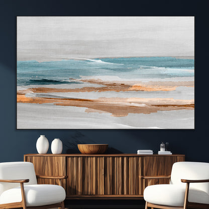 23430-MGV-CV-36X24-Abstract Coastal Wall Art – Modern Ocean Horizon Canvas Print, Minimalist Beach Scene Painting for Bedroom, Living Room, Office or