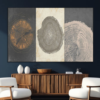 80725-SEG-FC-51X34_Oversize_Oversize-Wood Tree Rings Wall Art Canvas Print, Framed Tree Rings Art Picture Print, Abstract Tree Rings Perfect Modern Boho Decor Artwork
