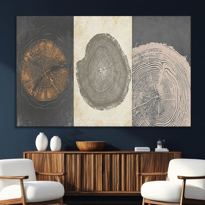 80725-SEG-FC-51X34_Oversize_Oversize-Wood Tree Rings Wall Art Canvas Print, Framed Tree Rings Art Picture Print, Abstract Tree Rings Perfect Modern Boho Decor Artwork