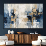 44344-SEG-FC-51X34_Oversize_Oversize-Abstract Blue and Gold Wall Art – Modern Hand Painted Canvas Print, Contemporary Textured Painting for Living Room, Bedroom or
