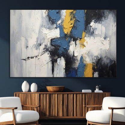 63850-SEG-FC-51X34_Oversize_Oversize-Abstract Blue and Yellow Wall Art – Modern Textured Canvas Painting, Bold Contemporary Artwork for Living Room, Bedroom or Office