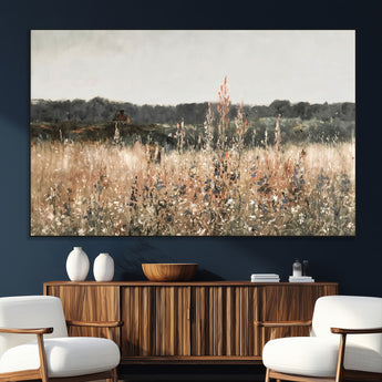 46308-SEG-FC-51X34_Oversize_Oversize-Wildflower Field Wall Art – Rustic Meadow Landscape Canvas Print, Country Nature Decor for Living Room, Bedroom or Farmhouse