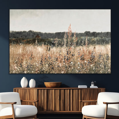 46308-SEG-FC-51X34_Oversize_Oversize-Wildflower Field Wall Art – Rustic Meadow Landscape Canvas Print, Country Nature Decor for Living Room, Bedroom or Farmhouse