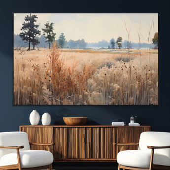 98822-SEG-FC-51X34_Oversize_Oversize-Autumn Meadow Wall Art – Tranquil Grassland Landscape Canvas Print, Rustic Country Decor for Living Room, Bedroom or Farmhouse