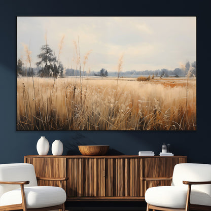 38193-SEG-FC-51X34_Oversize_Oversize-Golden Meadow Wall Art – Serene Grassland Landscape Canvas Print, Rustic Nature Decor for Bedroom, Living Room or Farmhouse