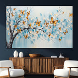 59455-MGV-CV-36X24-Butterfly Tree Branch Wall Art – Blue and Yellow Abstract Canvas Print, Modern Nature Artwork for Living Room, Bedroom or Office