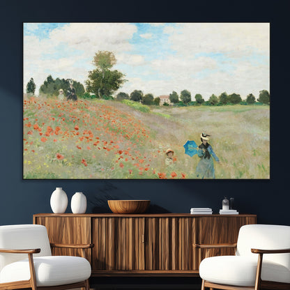74890-SEG-FC-51X34_Oversize_Oversize-Monet Poppy Field Wall Art – Impressionist Landscape Canvas Print, Classic French Artwork for Living Room, Bedroom or Office Decor