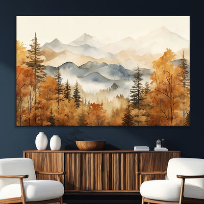 72950-SEG-FC-51X34_Oversize_Oversize-Autumn Mountain Forest Wall Art – Golden Fall Landscape Canvas Print, Nature-Inspired Home Decor for Living Room, Bedroom or