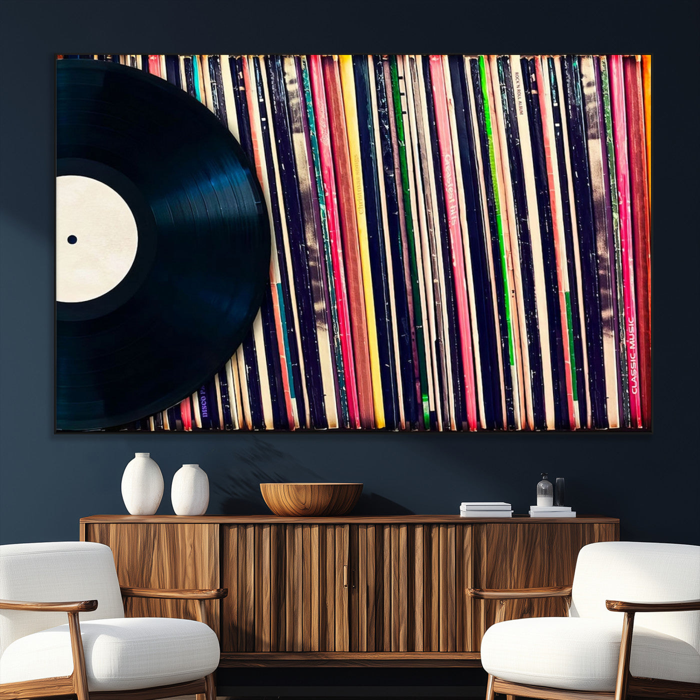 45029-MGV-CV-36X24-Misty Pine Forest Wall Art – Black and White Landscape Canvas Print, Foggy Trees Nature Photography, Modern Minimalist Decor for