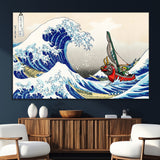 19450-SEG-FC-51X34_Oversize_Oversize-Great Wave Adventure Wall Art – Japanese Style Ocean Canvas Print, Fantasy Sailing Decor for Living Room, Bedroom or Office