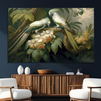 84047-SEG-FC-51X34_Oversize_Oversize-Tropical Birds Wall Art – Elegant Botanical Canvas Print, Exotic Nature Decor for Living Room, Bedroom or Office
