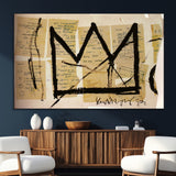37215-SEG-FC-51X34_Oversize_Oversize-Abstract Crown Wall Art – Urban Graffiti Style Canvas Print Modern Street Art Design, Bold Contemporary Decor for Living Room,