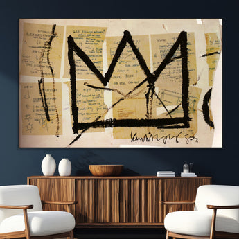 37215-SEG-FC-51X34_Oversize_Oversize-Abstract Crown Wall Art – Urban Graffiti Style Canvas Print Modern Street Art Design, Bold Contemporary Decor for Living Room,