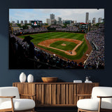 34859-MGV-CV-36X24-Wrigley Field Wall Art Canvas Print, Framed Chicago Cubs Stadium Art Picture Print, Wrigley Stadium Field Perfect Sport Room Decor
