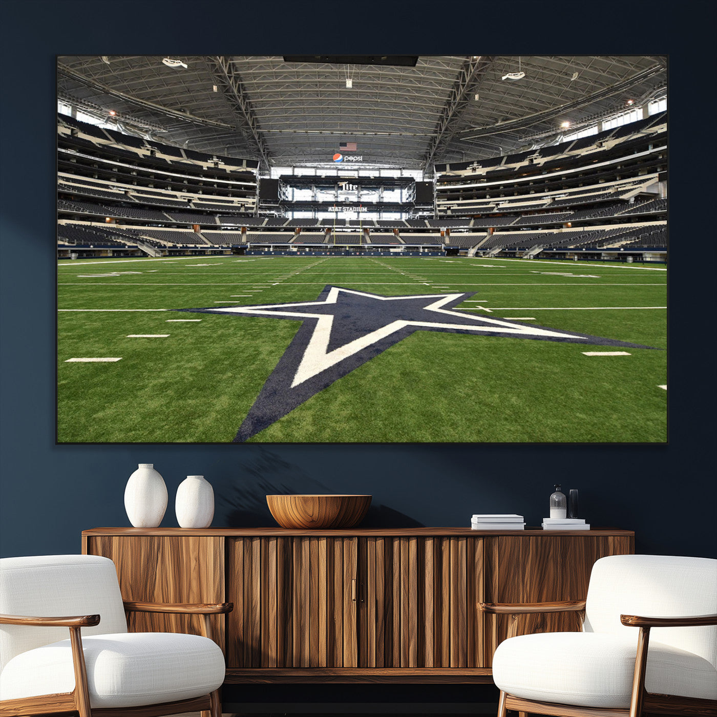 14834-MGV-CV-36X24-Dallas Att Stadium Wall Art Canvas Print, Framed Texas NFL Stadium Art Picture Print, American Football Stadium Perfect Sports