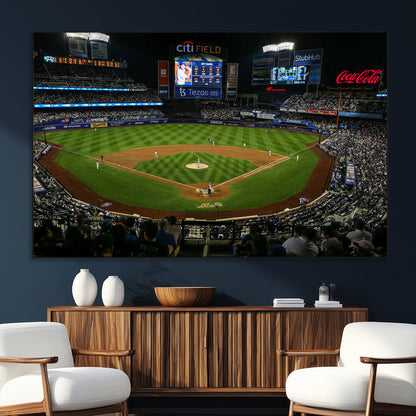 25148-MGV-CV-36X24-Baseball Stadium Wall Art – Canvas Print Night Game Packed Crowd Bright Lights Sports Photography, Dynamic Decor for Game Room,