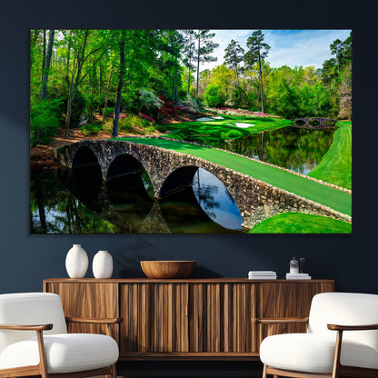 57655-SEG-FC-51X34_Oversize_Oversize-Golf Course Wall Art – Canvas Print Scenic Green Fairway Stone Bridge Water Reflection Landscape, Classic Sports Decor for Office,