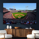 90998-SEG-FC-51X34_Oversize_Oversize-Baseball Stadium Wall Art – Canvas Print Day Game Field Packed Crowd Bright Blue Sky Sports Photography, Classic Decor for Game