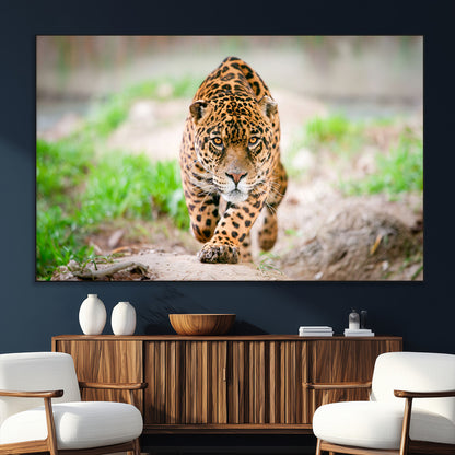 75066-MGV-CV-36X24-Leopard Wall Art Canvas Print, Framed Wild Animal Art Picture Print, Blue Eye Leopard Perfect Wild Minimal Decor Artwork
