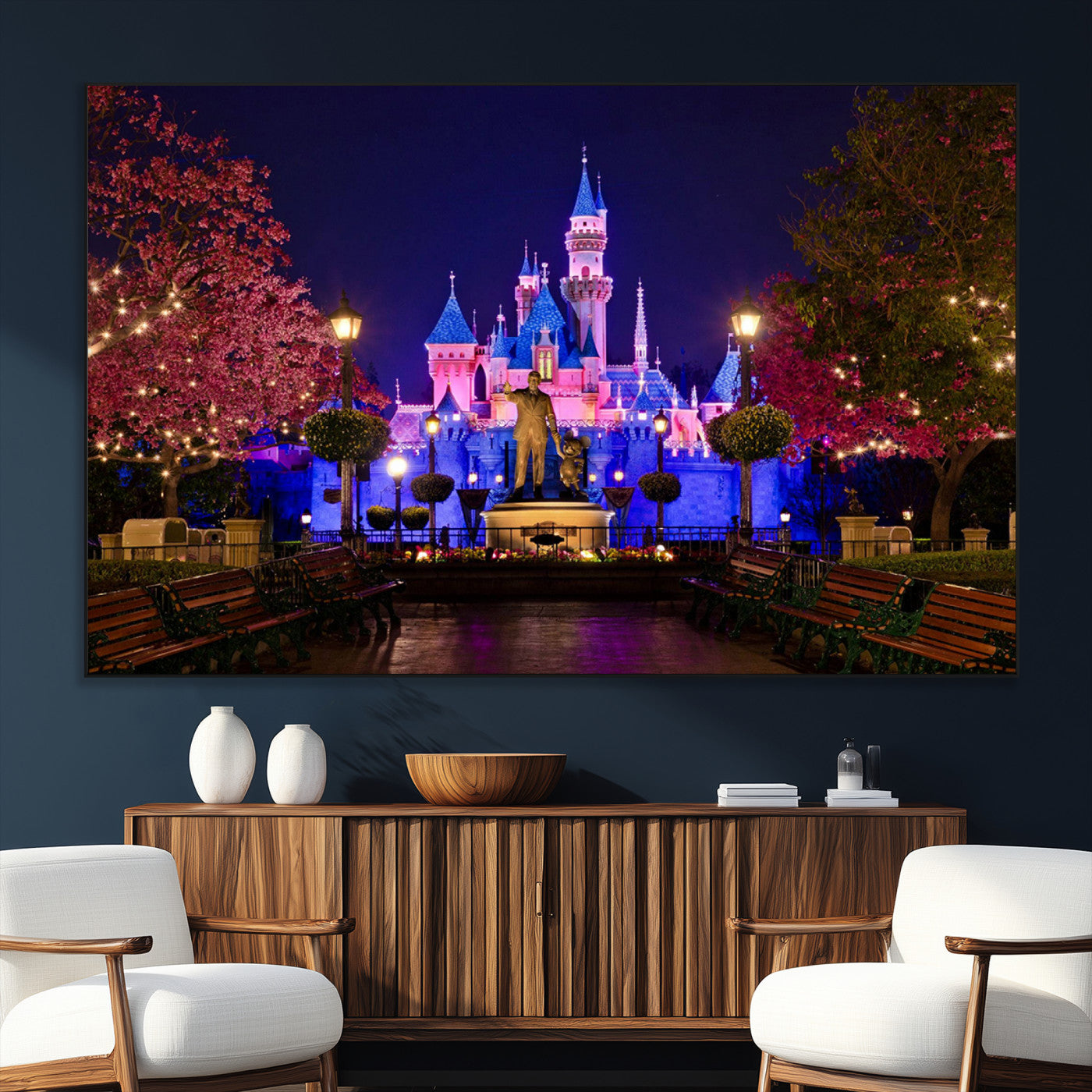 79435-SEG-FC-51X34_Oversize_Oversize-Disney Castle Wall Art Canvas Print, Framed Magic Kingdom Art Picture Print, Disney World Perfect Child Room Decor Artwork